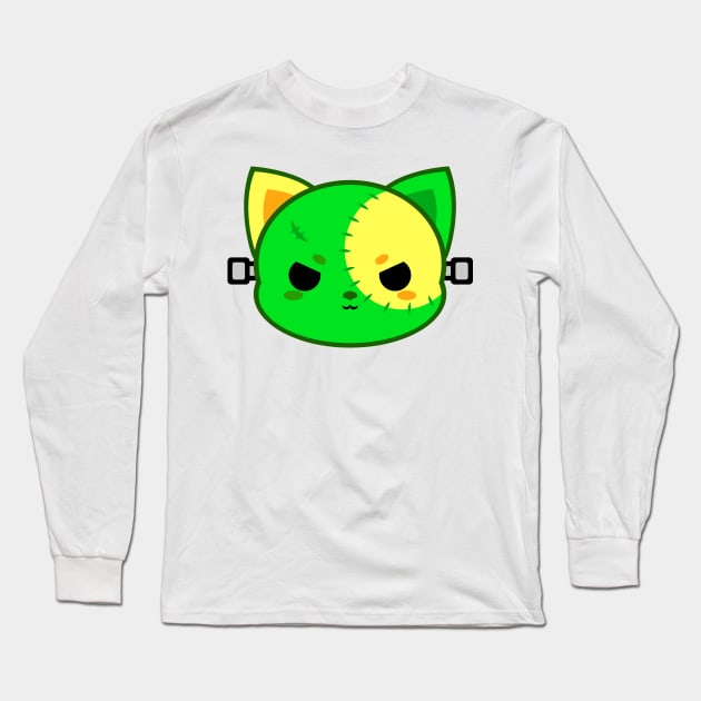 Cute Frankenstein Cat Long Sleeve T-Shirt by alien3287